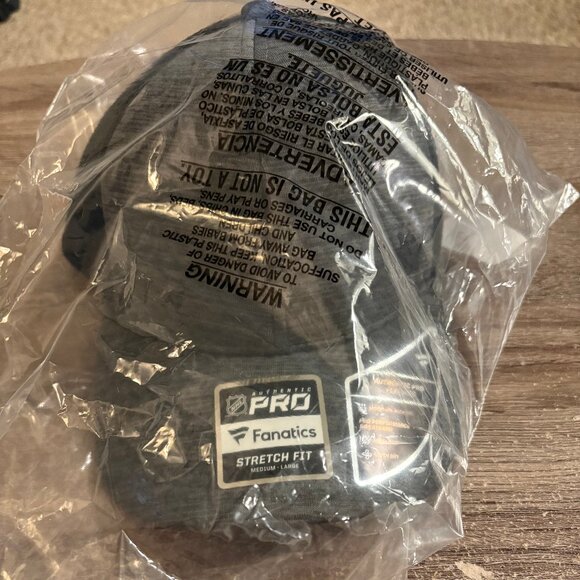 Men's San Jose Sharks Fanatics Black Authentic Pro Road Flex Hat M/L NEW - Picture 2 of 2